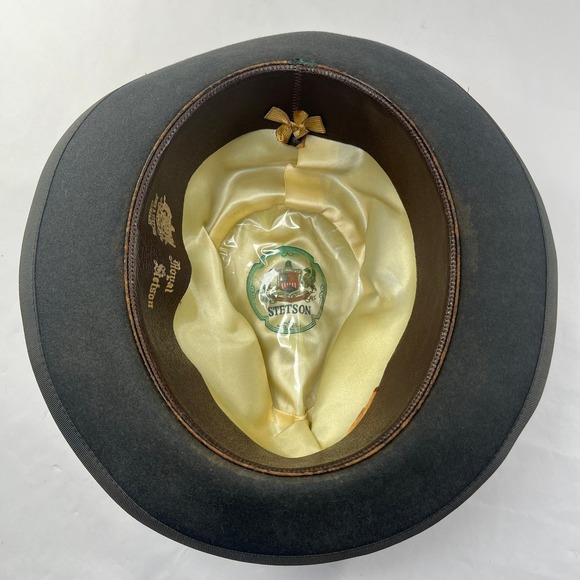 Vtg Royal Stetson Fedora Hat Gray Fur Felt John R. Stetson Co. Ribbon Mens Dress - Picture 7 of 15